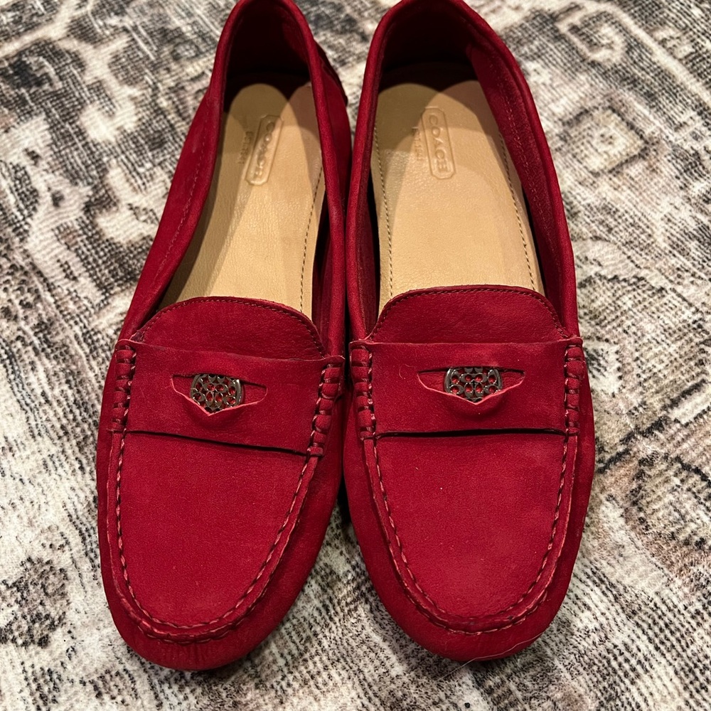 Coach Red Suede Loafers - Picture 3 of 3